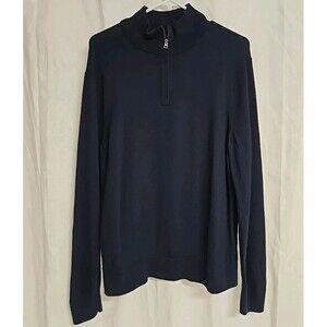 Banana Republic 100% Italian Merino Wool Quarter Zip Sweater True Navy Men’s L